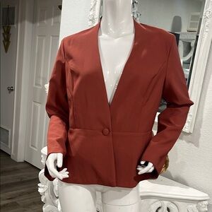 Have Brown Blazer with Tailored Fit and V-Neckline